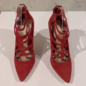 BCBGeneration Red Suede Strappy Heels - Size 7